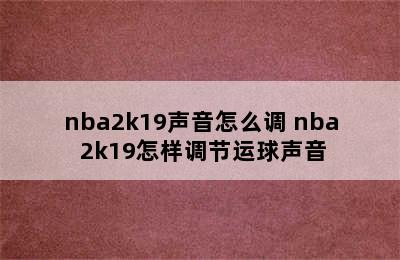 nba2k19声音怎么调 nba 2k19怎样调节运球声音